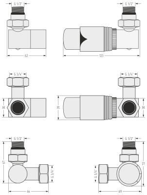 Сунержа Автоматический терморегулятор 3D G 1/2" НР х G 3/4" НГ (набор) Матовый черный/Черный хром от интернет-магазина Purezza 