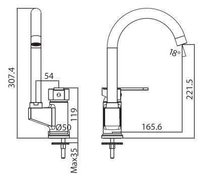 Creavit VEGA Cмеситель для кухни VG1509 от интернет-магазина Purezza 