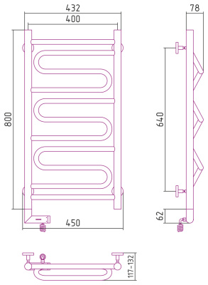 Сунержа Элегия 2.0 Электрический полотенцесушитель 800х400 от интернет-магазина Purezza 