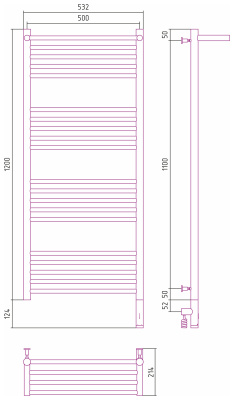 Сунержа Богема с полкой 3.0 Электрический полотенцесушитель 1200х500 Матовый белый от интернет-магазина Purezza 