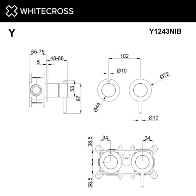 Whitecross Смеситель скрытого монтажа на 3 потребителя Y1243NIB Брашированный никель от интернет-магазина Purezza 