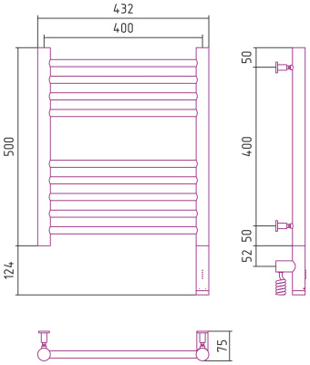 Сунержа Богема 3.0 прямая Электрический полотенцесушитель 500х400 Шампань от интернет-магазина Purezza 
