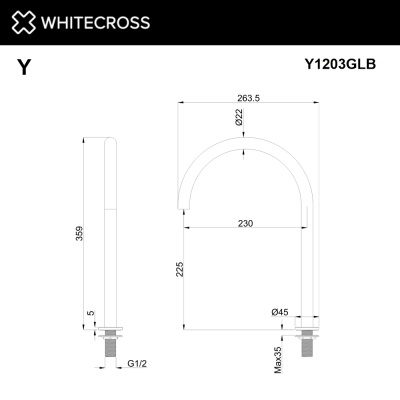 Whitecross Излив отдельностоящий Y1203GLB Брашированное золото от интернет-магазина Purezza 