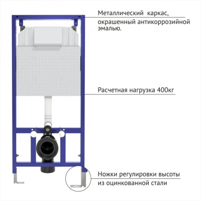 Berges Комплект GAMMA: инсталляция NOVUM525, кнопка D3, унитаз с сиденьем Gamma микролифт, быстросъем 042417 от интернет-магазина Purezza 