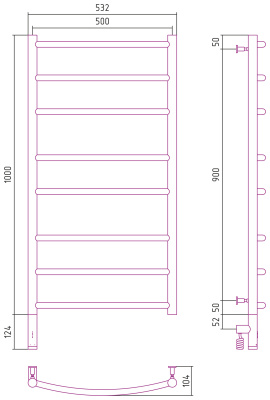 Сунержа Галант 3.0 Электрический полотенцесушитель 1000х500 от интернет-магазина Purezza 