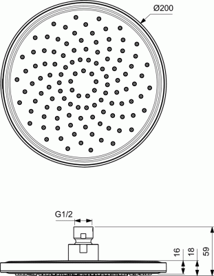 Ideal Standard IDEALRAIN Верхний душ Ø200 мм, пластик, ограничение потока 12 л/мин BD140XG Черный матовый от интернет-магазина Purezza 