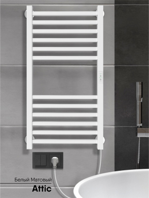 INDIGO Attic Полотенцесушитель электрический 800х400 LСLATCE80-40WMRt Матовый белый от интернет-магазина Purezza 