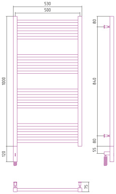 Сунержа Модус 3.0 Электрический полотенцесушитель 1000х500 Матовая шампань от интернет-магазина Purezza 