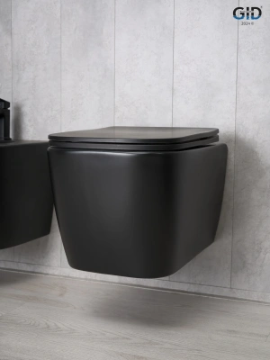 Gid Безободковый подвесной унитаз микролифт дюропласт Tr2140Bm Черный матовый от интернет-магазина Purezza 