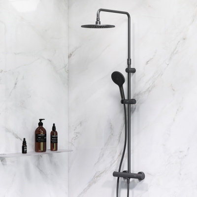 AM.PM Like Душевая система c термостатом F0780422 Черный от интернет-магазина Purezza 