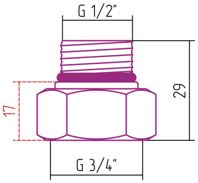 Стилье Комплект фитингов прямой G 3/4" НГ х G 1/2" НР (2 шт.) 02100-3412 от интернет-магазина Purezza 