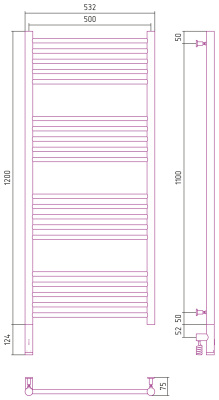 Сунержа Богема 3.0 прямая Электрический полотенцесушитель 1200х500 Белый от интернет-магазина Purezza 