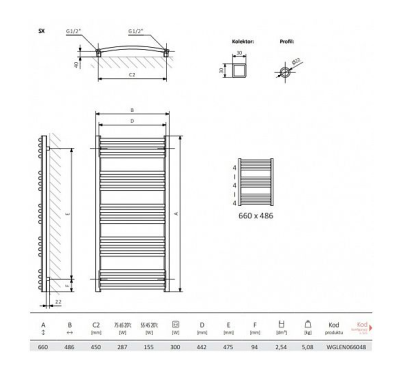 Terma Lena Полотенцесушитель электрический лесенка 66x49, черный матовый от интернет-магазина Purezza 
