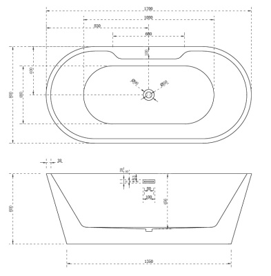 ABBER Акриловая ванна 170x80x60 AB9299-1.7 от интернет-магазина Purezza 