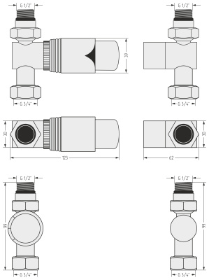 Сунержа Автоматический терморегулятор прямой G 1/2" НР х G 3/4" НГ (набор) 31-1420-6211 Матовый черный/Черный хром от интернет-магазина Purezza 