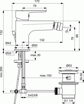 Ideal Standard SESIA Смеситель для биде BC206AA от интернет-магазина Purezza 