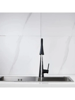Rose Смеситель для кухни с гибким изливом R213H Черный от интернет-магазина Purezza 