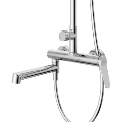 Belbagno UNIQUE Душевая стойка со смесителем и изливом, верхним и ручным душем UNIQUE-VSCM-CRM от интернет-магазина Purezza 