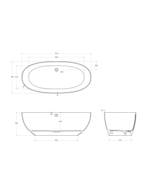 Cezares Ванна из искусственного камня Solid Surface 170х78, CZR-STREAM-170-78-56-SSB от интернет-магазина Purezza 