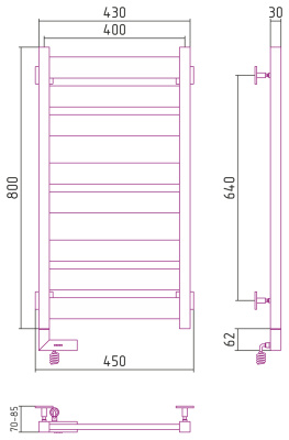 Сунержа Центурион 2.0 Электрический полотенцесушитель 800x400 Матовый белый от интернет-магазина Purezza 