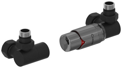 Сунержа Автоматический терморегулятор 3D G 1/2" НР х G 3/4" НГ (набор) Темный титан муар/Черный хром от интернет-магазина Purezza 