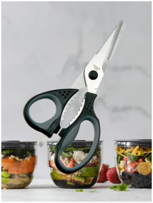 TOJIRO FC-419 Кухонные ножницы нержавеющая сталь, многофункциональные, рукоять пластик, силикон от интернет-магазина Purezza 