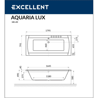 Excellent Aquaria Lux Акриловая ванна 179.5х79.5 WAEX.AQU18WH от интернет-магазина Purezza 