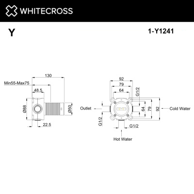 Whitecross Встраиваемая часть смесителя на 1 потребитель 1-Y1241 от интернет-магазина Purezza 