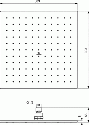Ideal Standard Верхний душ 1-функциональный, квадратный 30х30, A5805AA от интернет-магазина Purezza 