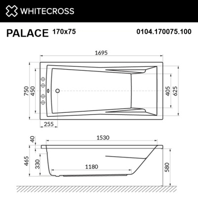Whitecross Palace Акриловая ванна 170х75 0104.170075.100 от интернет-магазина Purezza 