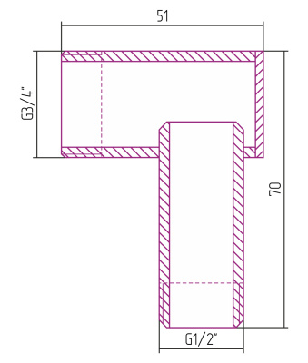 Сунержа Уголок переходной G 3/4" нар.р. / G 1/2" нар.р. удл. L-50 мм 00-1506-3412 от интернет-магазина Purezza 