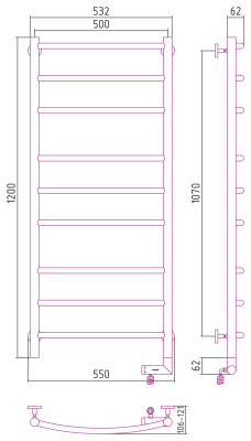 Сунержа Галант 2.0 Электрический полотенцесушитель 1200х500 от интернет-магазина Purezza 