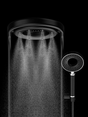 Aquame AQM8004B Душевая система с термостатом и скрытым изливом, чёрная матовая от интернет-магазина Purezza 