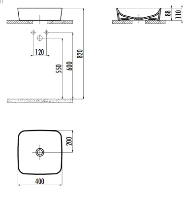 Creavit Ultra Раковина накладная 40х40 UL040.F UL040-00CM00E-0000 Капучино матовый от интернет-магазина Purezza 