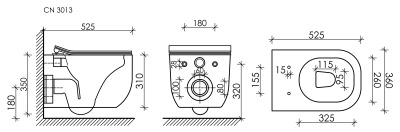 Ceramicanova Noel Rimless Подвесной унитаз CN3013 Белый от интернет-магазина Purezza 
