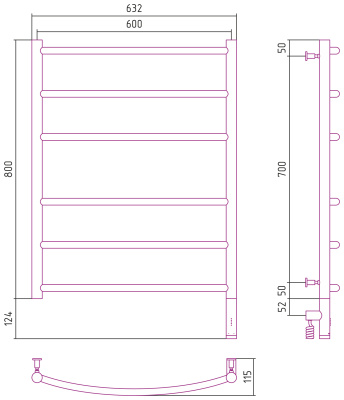 Сунержа Галант 3.0 Электрический полотенцесушитель 800х600 Белый от интернет-магазина Purezza 