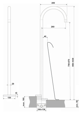 Ideal Standard JOY Напольный излив для ванны, полный комплект (встраиваемая и внешняя части) A7387A2 Золото от интернет-магазина Purezza 