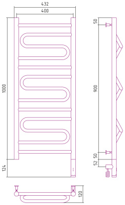 Сунержа Элегия 3.0 Электрический полотенцесушитель 1000х400 Матовый белый от интернет-магазина Purezza 