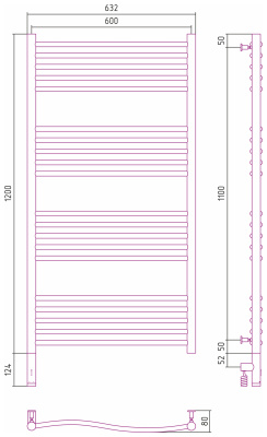 Сунержа Флюид 3.0 Электрический полотенцесушитель 1200х600 от интернет-магазина Purezza 