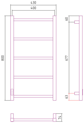 Сунержа Стилье Формат 26 Электрический полотенцесушитель 800х400 Матовый черный от интернет-магазина Purezza 