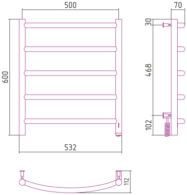 Сунержа Галант 4.0 Электрический полотенцесушитель 600х500 Белый от интернет-магазина Purezza 