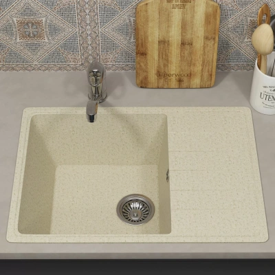 Uperwood ECON UPD-506m Кухонная мойка из искусственного камня 60х42 см 4910201240 Бежевый матовый от интернет-магазина Purezza 