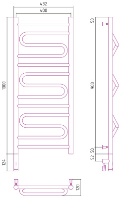 Сунержа Элегия 3.0 Электрический полотенцесушитель 1000х400 Матовый белый от интернет-магазина Purezza 