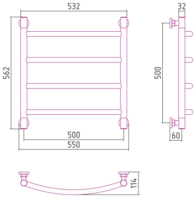 Сунержа Галант+ Водяной полотенцесушитель 500х500 15-0200-5050 Темный титан муар от интернет-магазина Purezza 