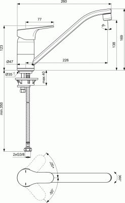 Ideal Standard CERABASE Смеситель для кухонной мойки, керамический картридж FirmaFlow 38 мм с функцией HWTC BD431AA от интернет-магазина Purezza 