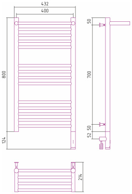 Сунержа Богема с полкой 3.0 Электрический полотенцесушитель 800х400 Матовая шампань от интернет-магазина Purezza 