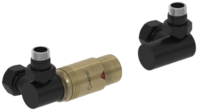 Сунержа Автоматический терморегулятор 3D G 1/2" НР х G 3/4" НГ (набор) Матовый черный/Состаренная бронза от интернет-магазина Purezza 