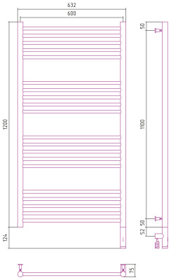 Сунержа Богема 3.0 прямая Электрический полотенцесушитель 1200х600 Белый от интернет-магазина Purezza 