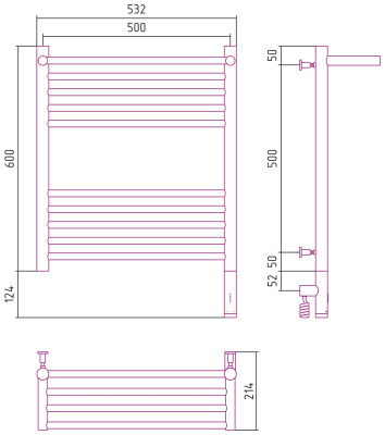 Сунержа Богема с полкой 3.0 Электрический полотенцесушитель 600х500 Состаренная латунь от интернет-магазина Purezza 
