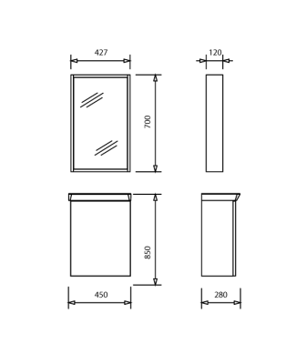 Creavit Mio Тумба с раковиной подвесная 45х28 MI0045.00 Черный от интернет-магазина Purezza 